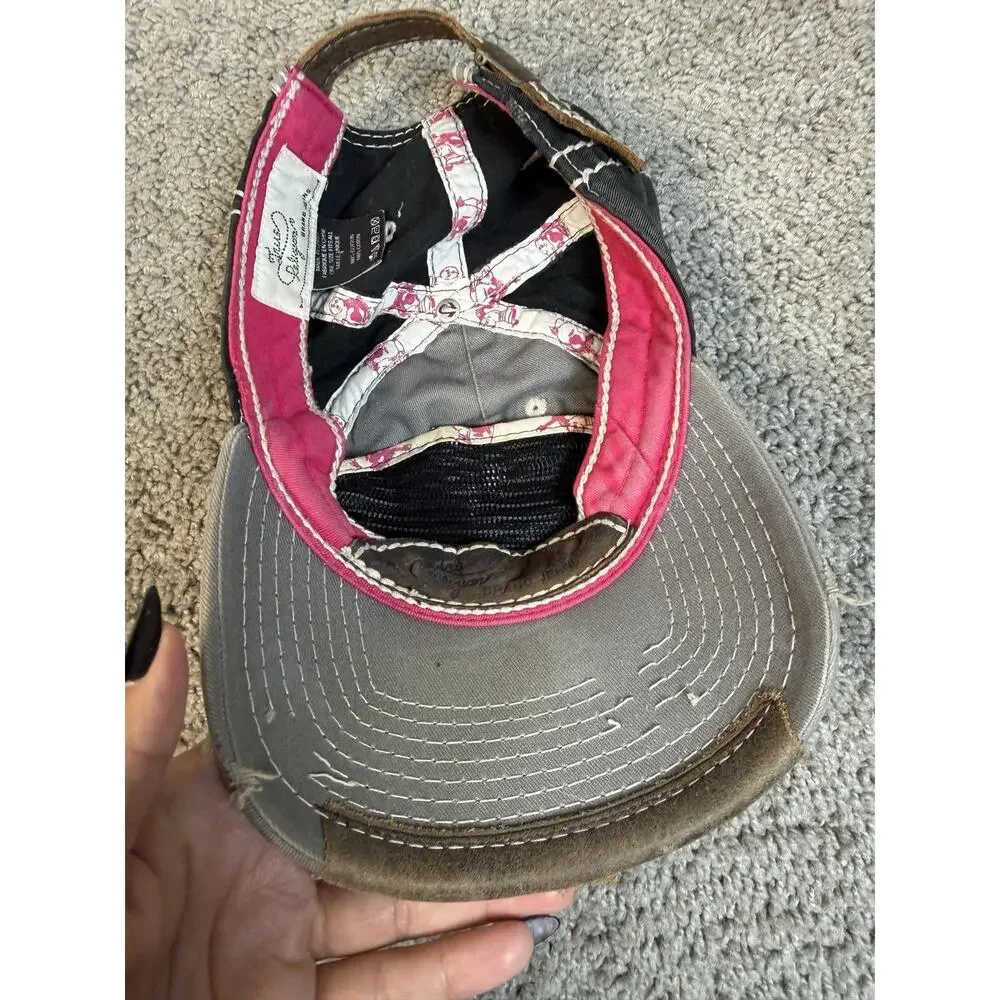 Vintage True Religion Hat Womens One Size Distressed Multicolor Pink Horseshoe